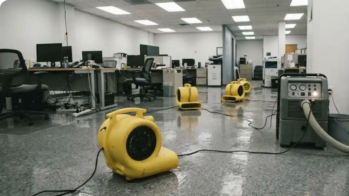 Commercial Damage Restoration  -  Fairfax Water Damage Squad technician at work in Fairfax VA