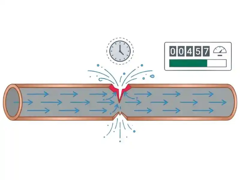 Burst pipe water flow rate diagram