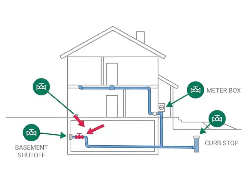 Home water shutoff location diagram